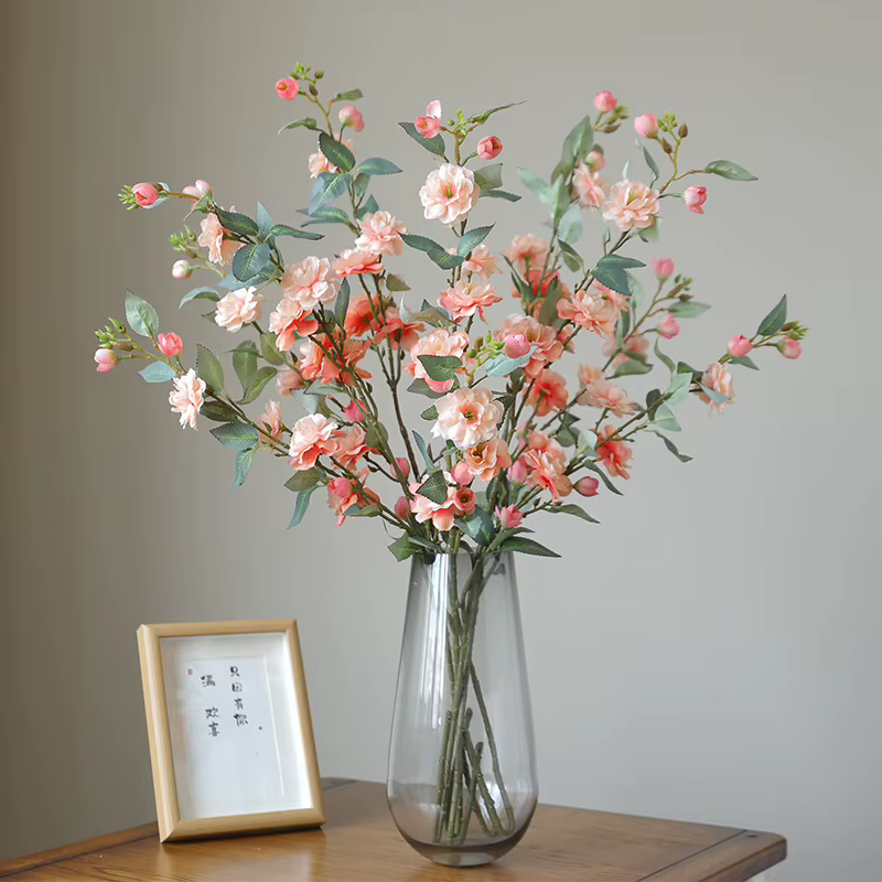 Camélia fleur artificielle grande avec fausses feuilles