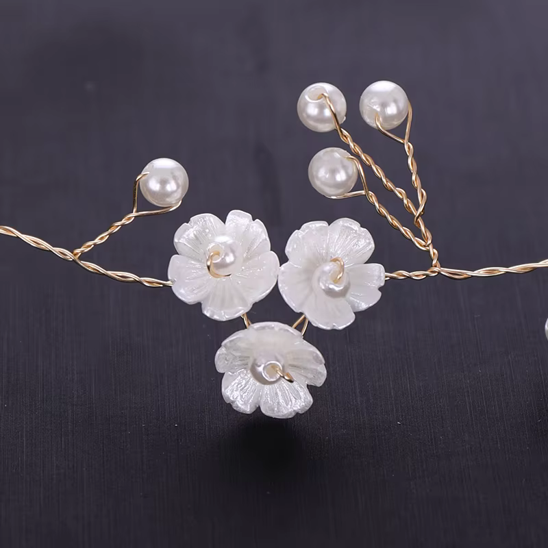 ChimPearl-Bandeau de cheveux fleur pour mariée, coiffure de princesse, diadème de mariage, coiffure dorée, accessoires pour cheveux