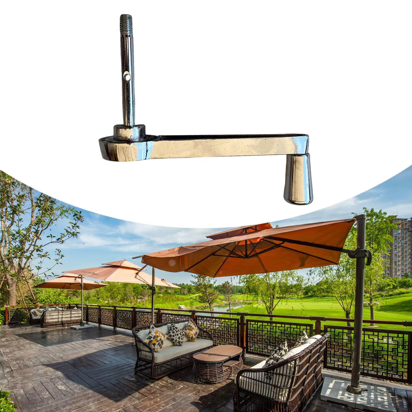 Manivelle de parasol en alliage argenté, pièce de rechange pour parasol de jardin, accessoire extérieur pour terrasse et jardin