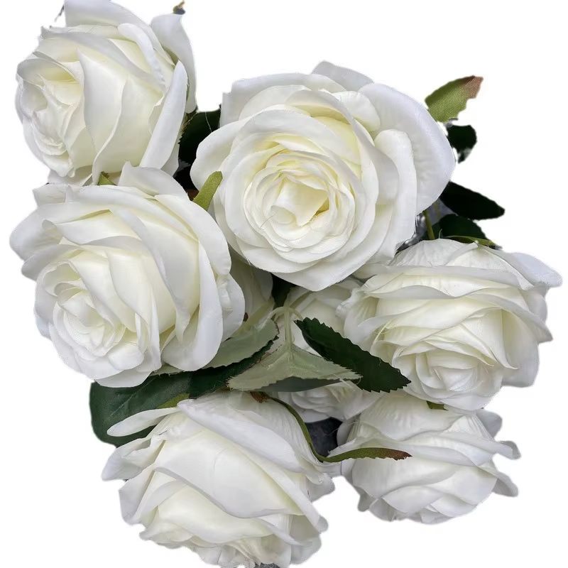 Roses artificielles européennes en diamant à 9 têtes