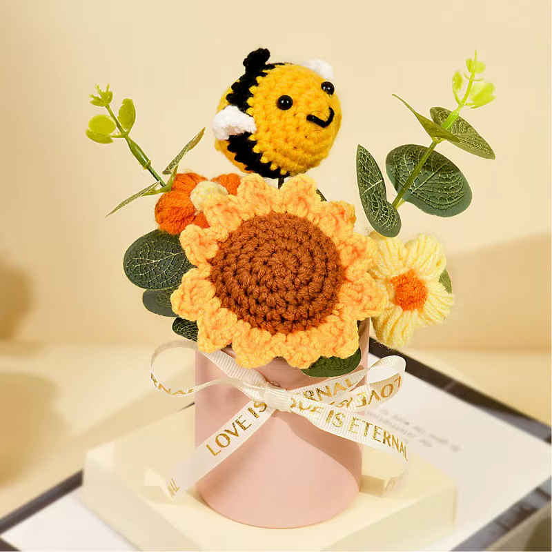 Bouquets de fleurs artificielles en crochet finis