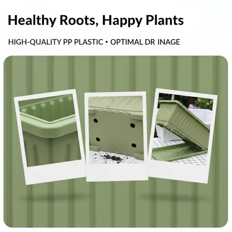 1 boîte à fleurs rectangulaire en plastique avec drainage