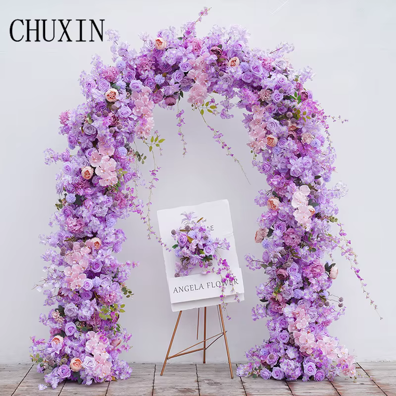 C8645 violet Rose cerisier fleur mariage arc décor Arrangement Floral signe
