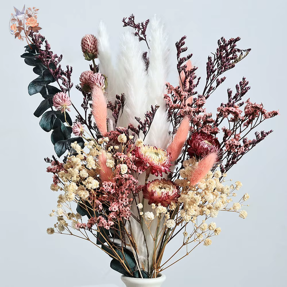 Nature sec Helichrysum Bracteatum Eucalyptus Bouquet de fleurs colorées Boho Chic centres de table pour mariage Pampas herbe décor à la maison