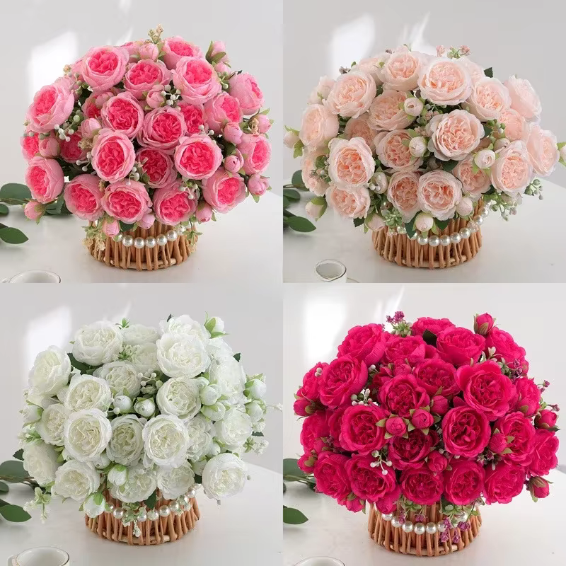 Bouquet de pivoines artificielles d'aloès vert