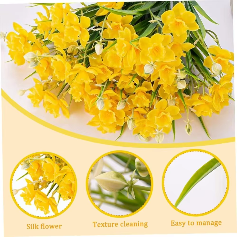 10 Têtes de Narcisses Artificiels Jaunes – Fleurs Réalistes pour DIY