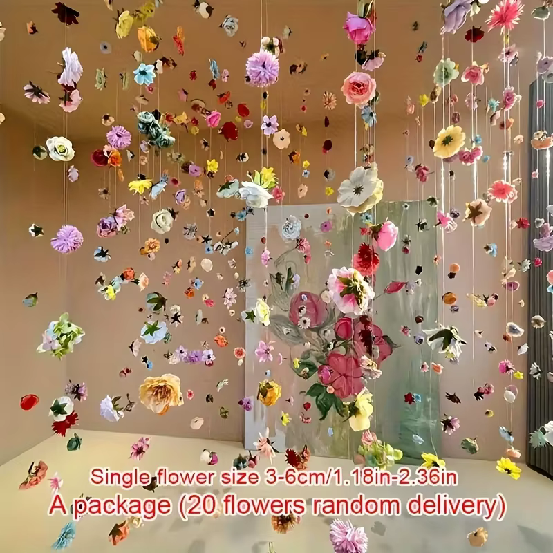 30 fleurs colorées aléatoires avec ligne de pêche pour le bricolage
