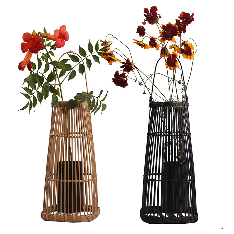 Vase à fleurs Zen en bambou fait à la main
