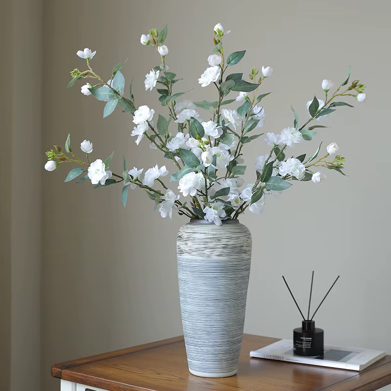 Camélia fleur artificielle grande avec fausses feuilles