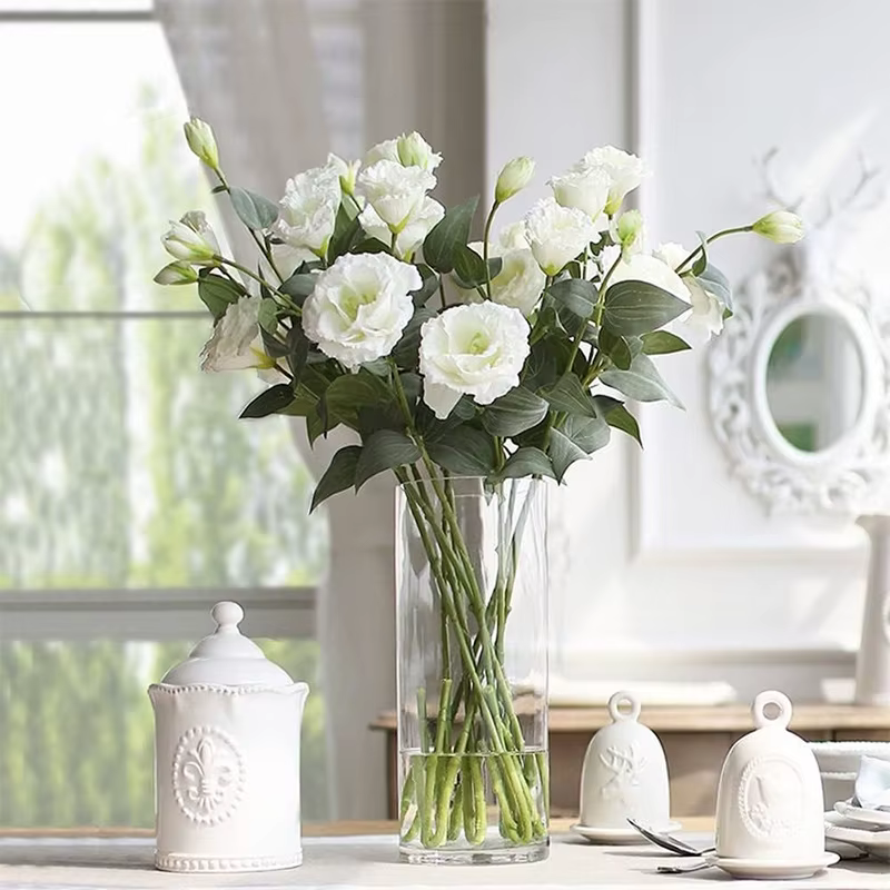 Bouquet de fleurs Eustoma artificielles en soie