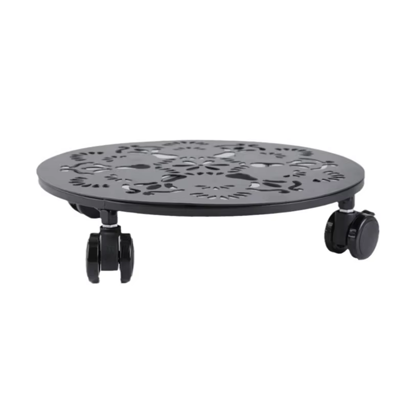12 pouces grands supports de plantes en métal avec roues jardinière ronde Pot Mover rouleaux