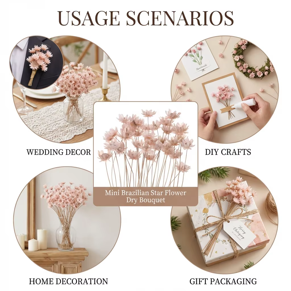 Mini bouquet de fleurs étoiles brésiliennes séchées