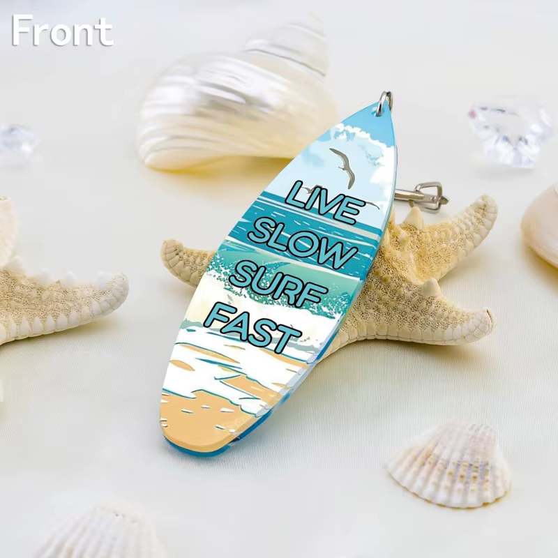 Porte-clés flottant en forme de planche de surf – Cadeau de plage pour les femmes passionnées de surf, accessoire estival pour sac à clés, mignon pour les filles