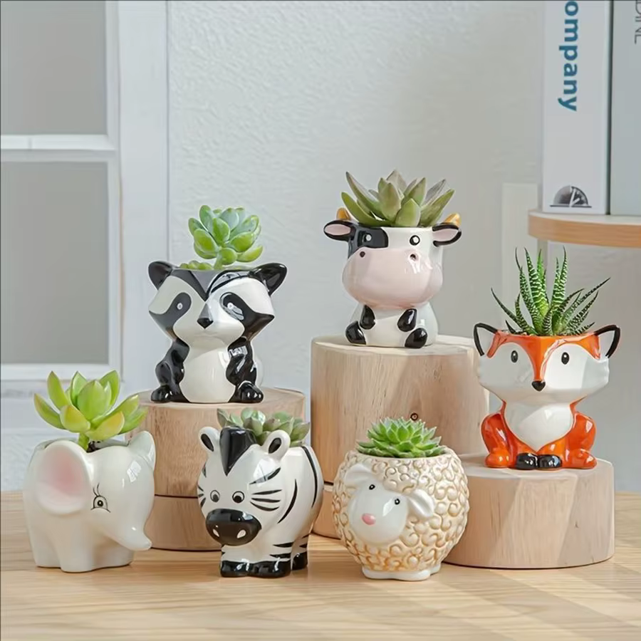 Pot de fleurs en forme d'animal de dessin animé