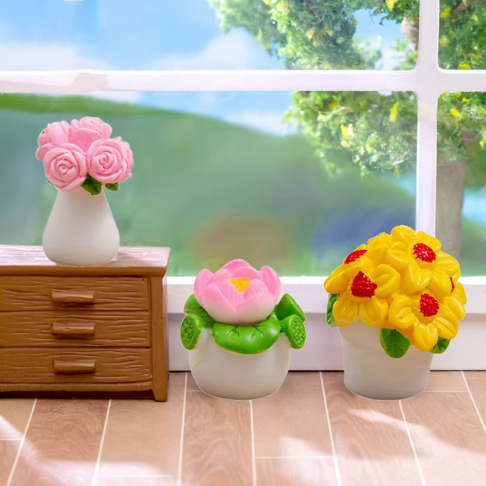 Série de mini-plantes artificielles en résine