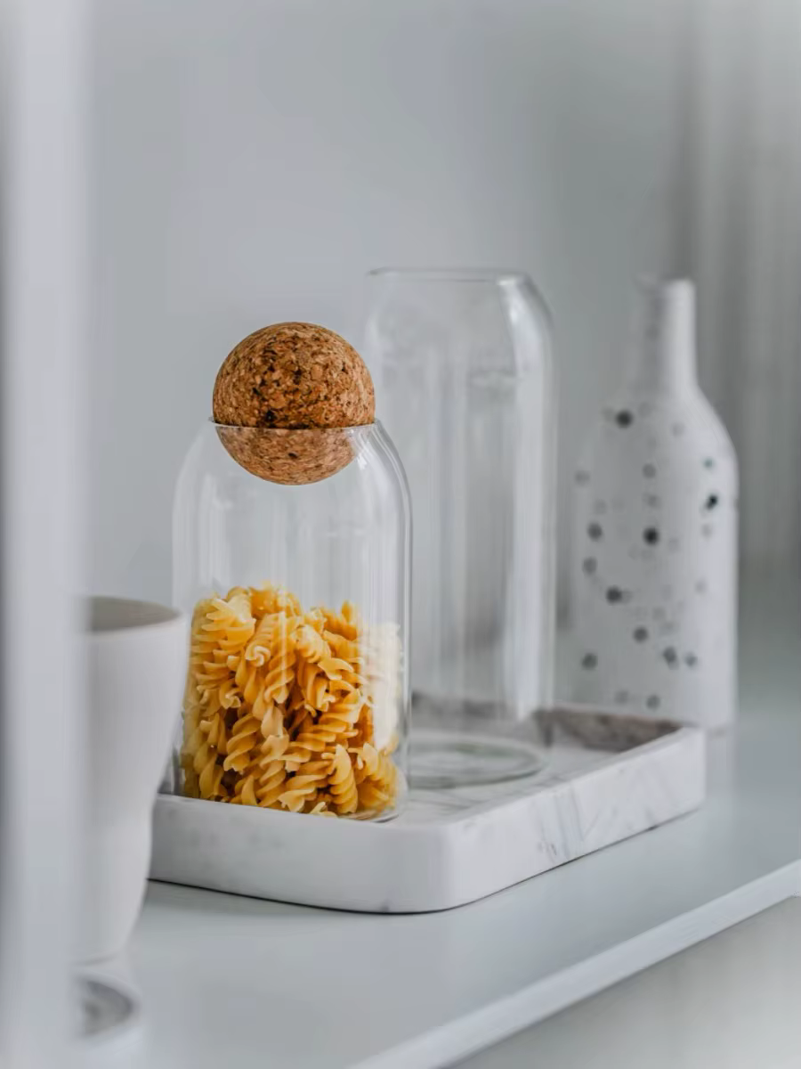 Pot scellé bouchon en liège en verre grains de café boîte de stockage de fruits secs cuisine alimentaire pot