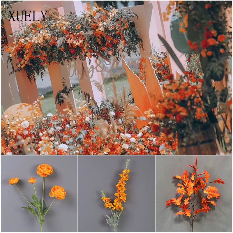 Matériel de fleurs de simulation de série orange