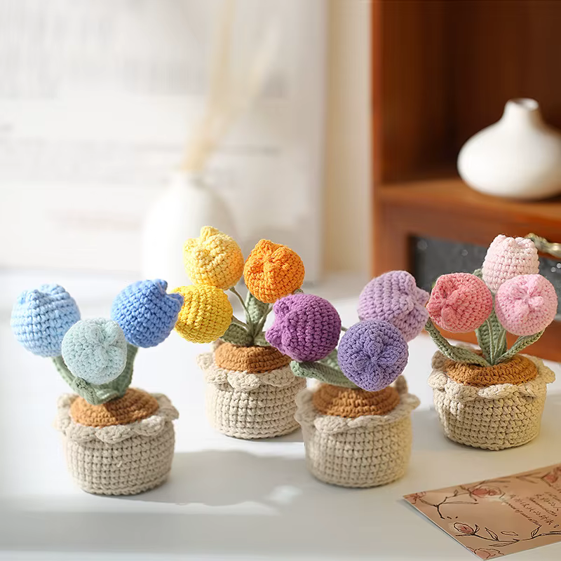 Crochet tulipes fleurs tricotées belle fausses