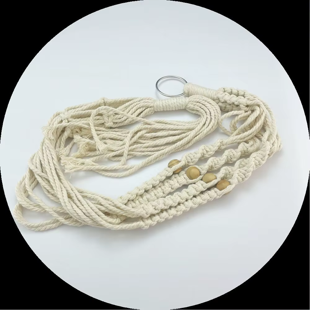 Boho coton corde cintre Pot de fleur fait à la main 4 pieds plante