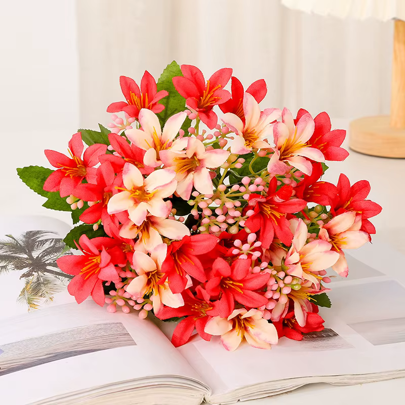 Bouquet de 18 lys calla artificiels en soie pour décoration de table de mariage
