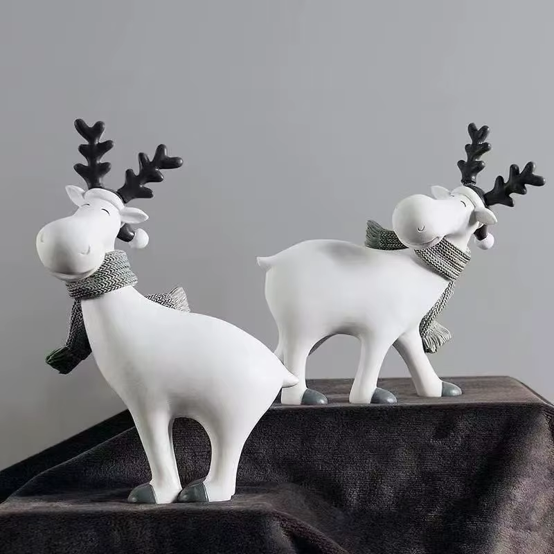 Statue de renne de Noël en résine artisanale