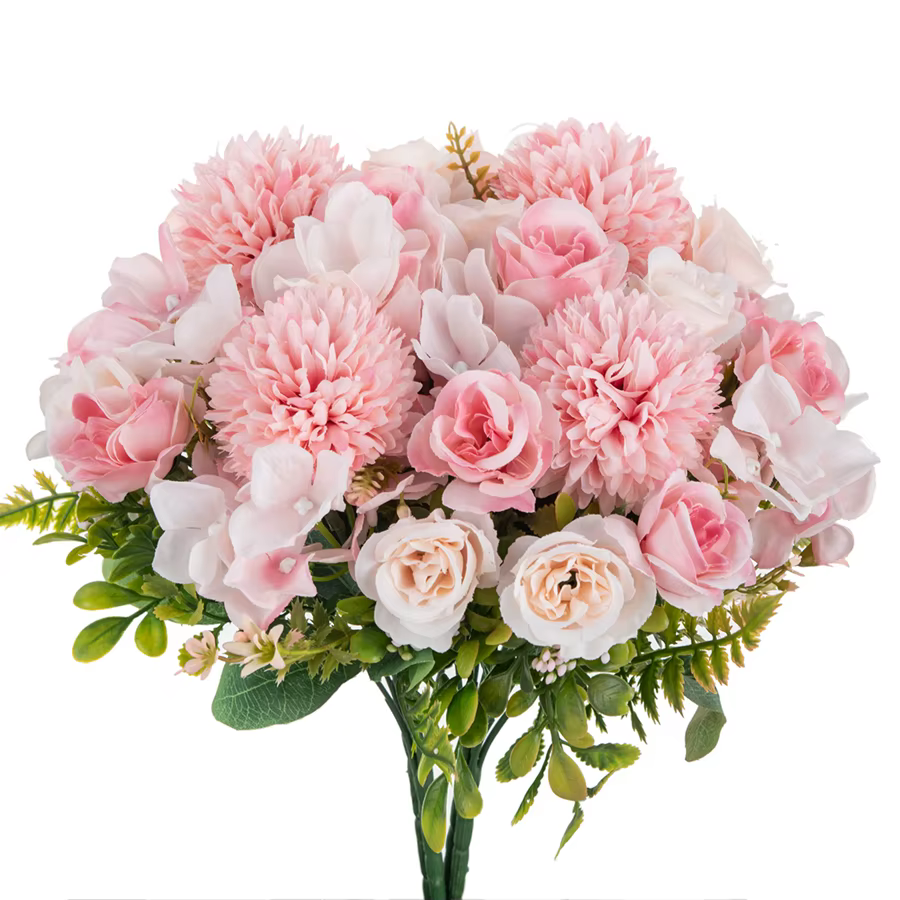 Bouquet de roses artificielles en soie