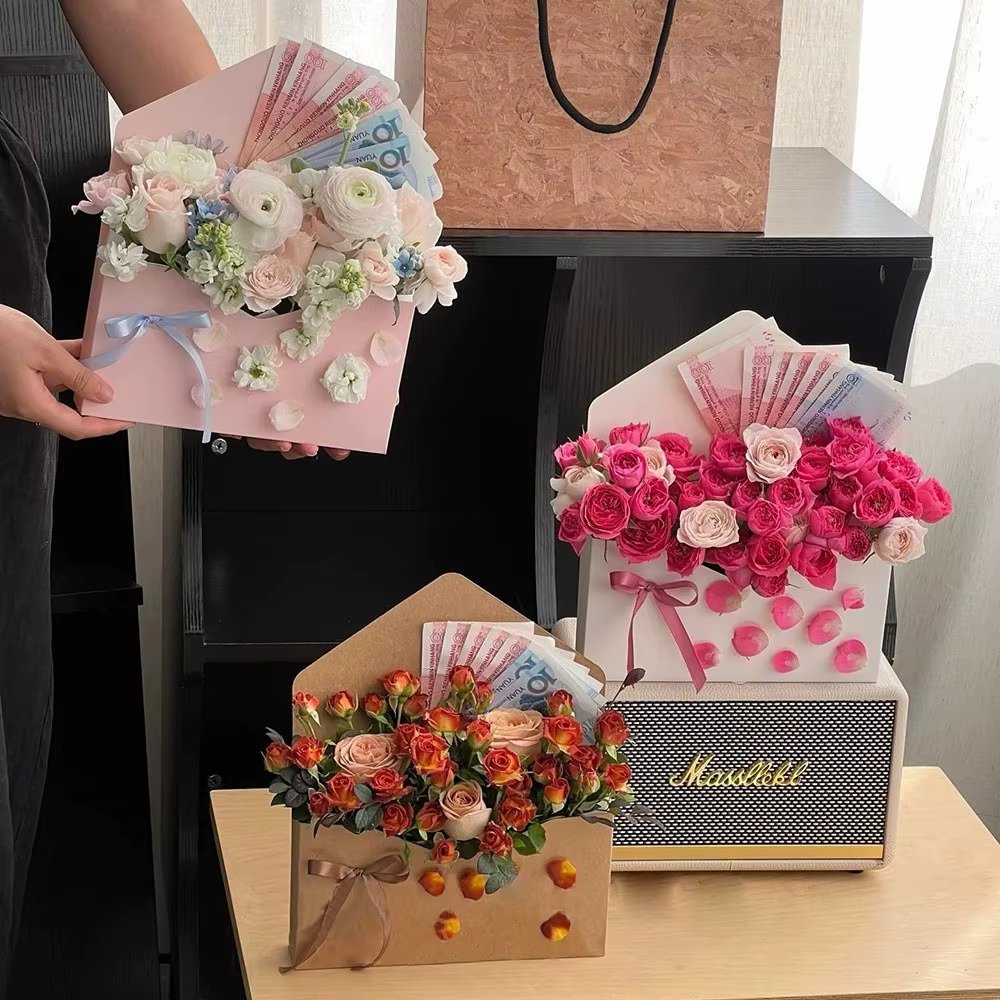 Lot de 5 boîtes élégantes faites à la main pour fleurs