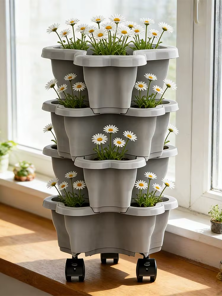 Tour verticale à 4/5 niveaux pour pots de fleurs