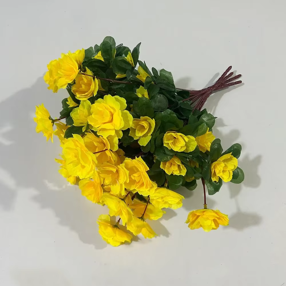 2 pièces/1 ensemble extérieur automne artificiel rouge azalée haute qualité fleurs buissons résistant aux UV décor