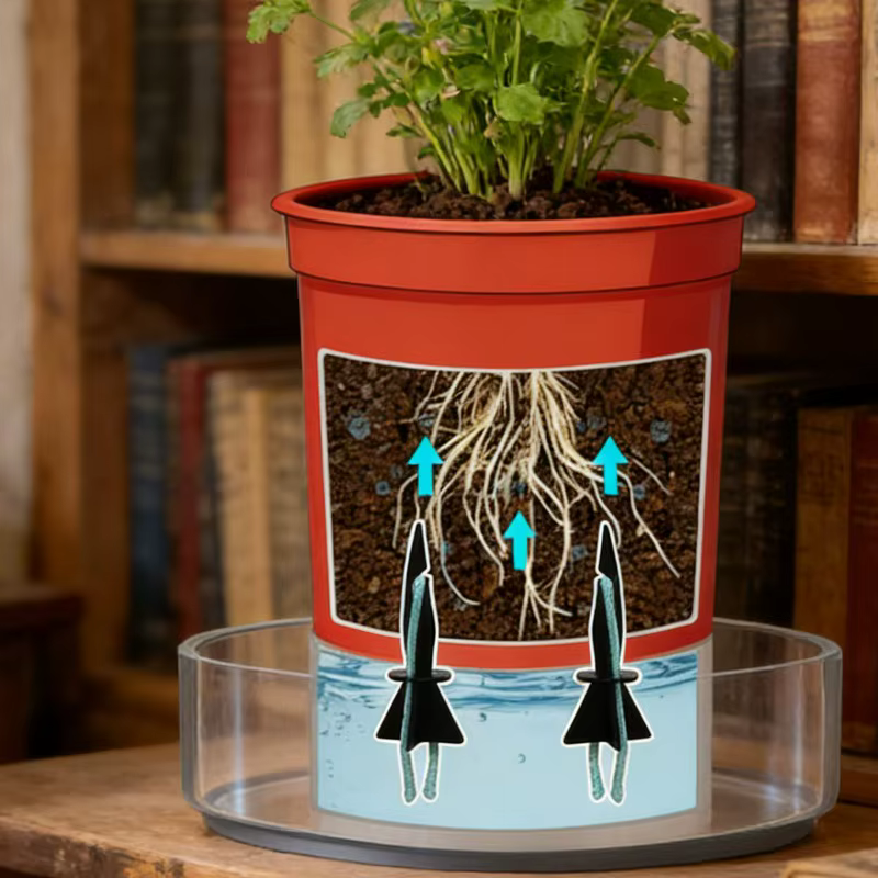Système d'arrosage automatique pour plantes avec pics absorbants et cordes en coton