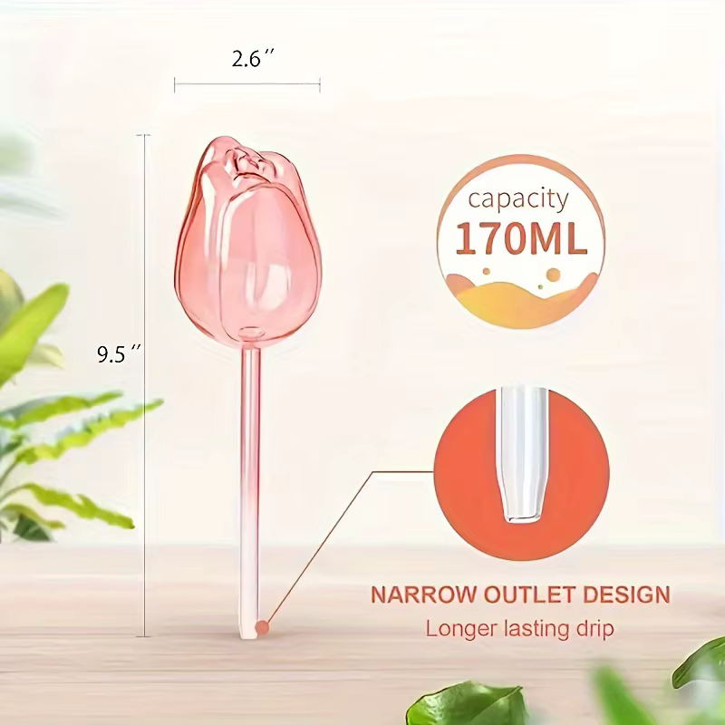 3 boules d'irrigation en forme de tulipe avec un design à embout étroit pour prolonger le temps