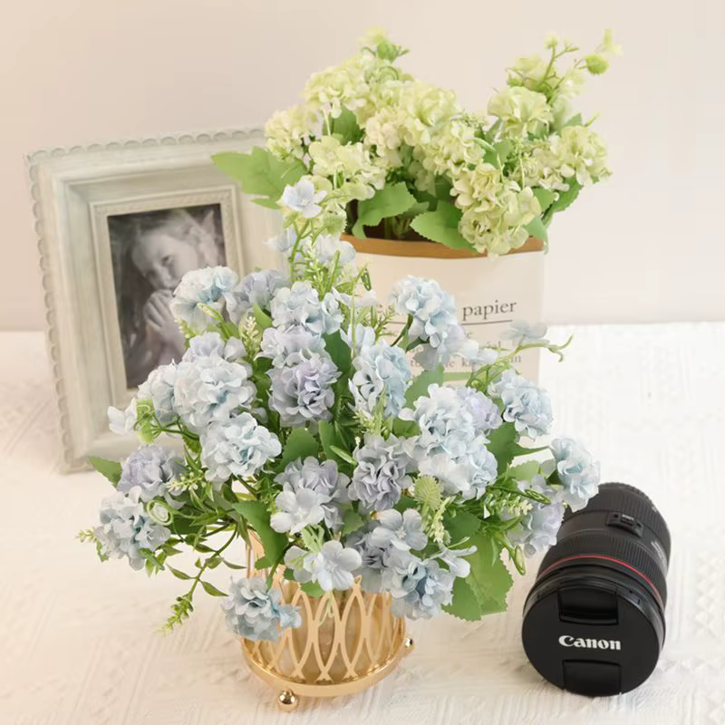 Fleur artificielle 5 Fourche Bouquet Soie Oeillet Boule Simulation Valentine Faux Maison Chambre DecoraSet Manuel Brial