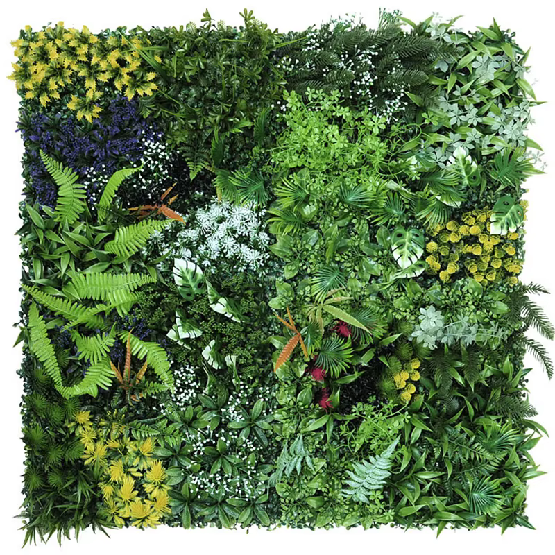 Panneau mural végétal artificiel 3D 50x50CM en plastique pour extérieur