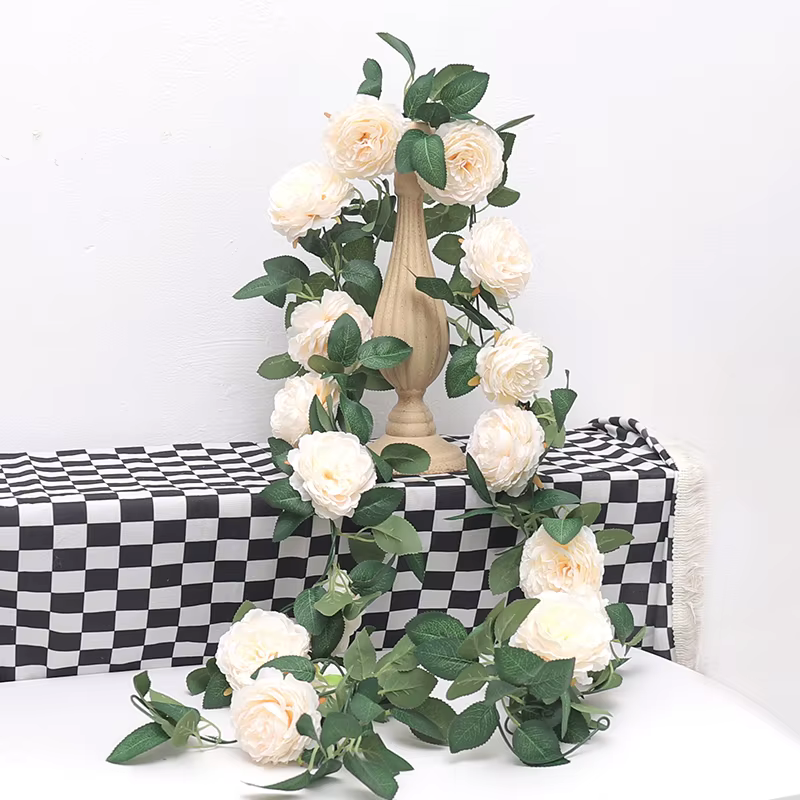 Rose soie pivoine artificielle grandes fleurs vignes mariage rotin lierre fête tenture murale arc guirlande maison jardin décoration plantes