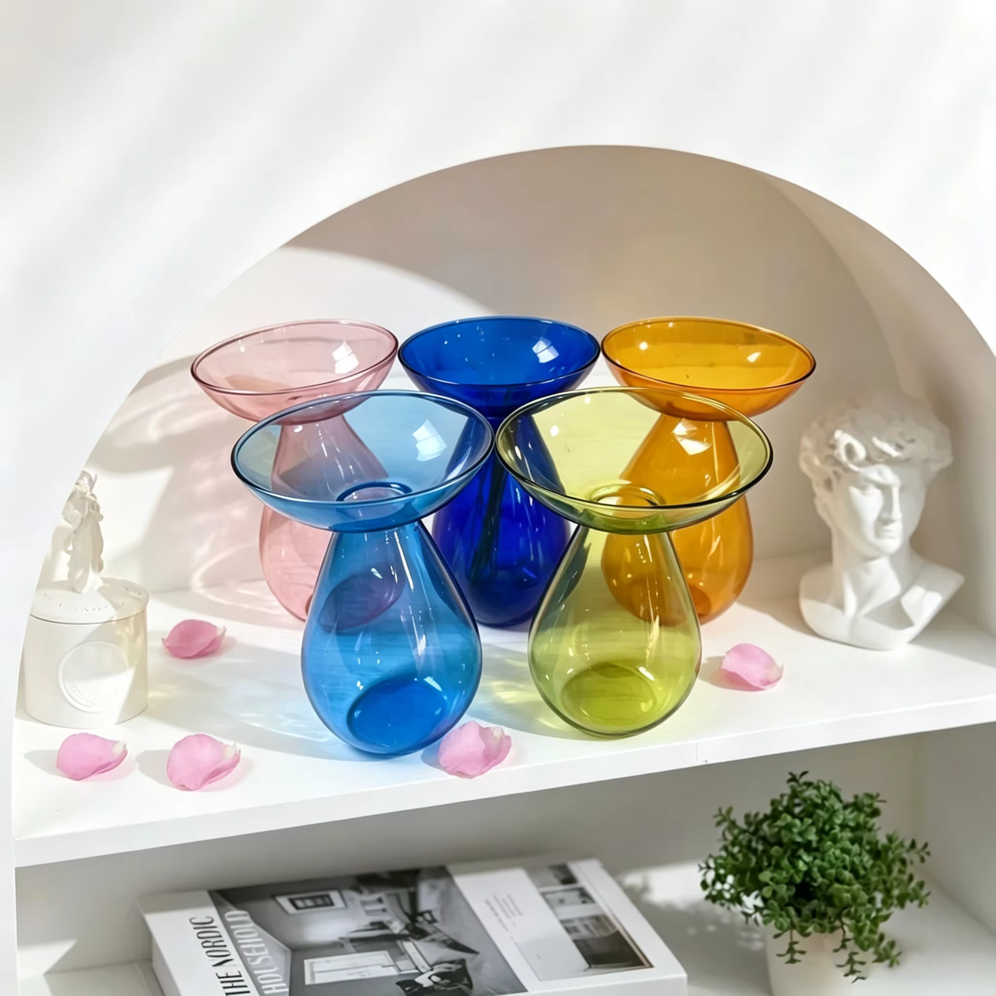 Vase en verre coloré en forme d'avocat - Jardinière hydroponique transparente pour la germination des graines