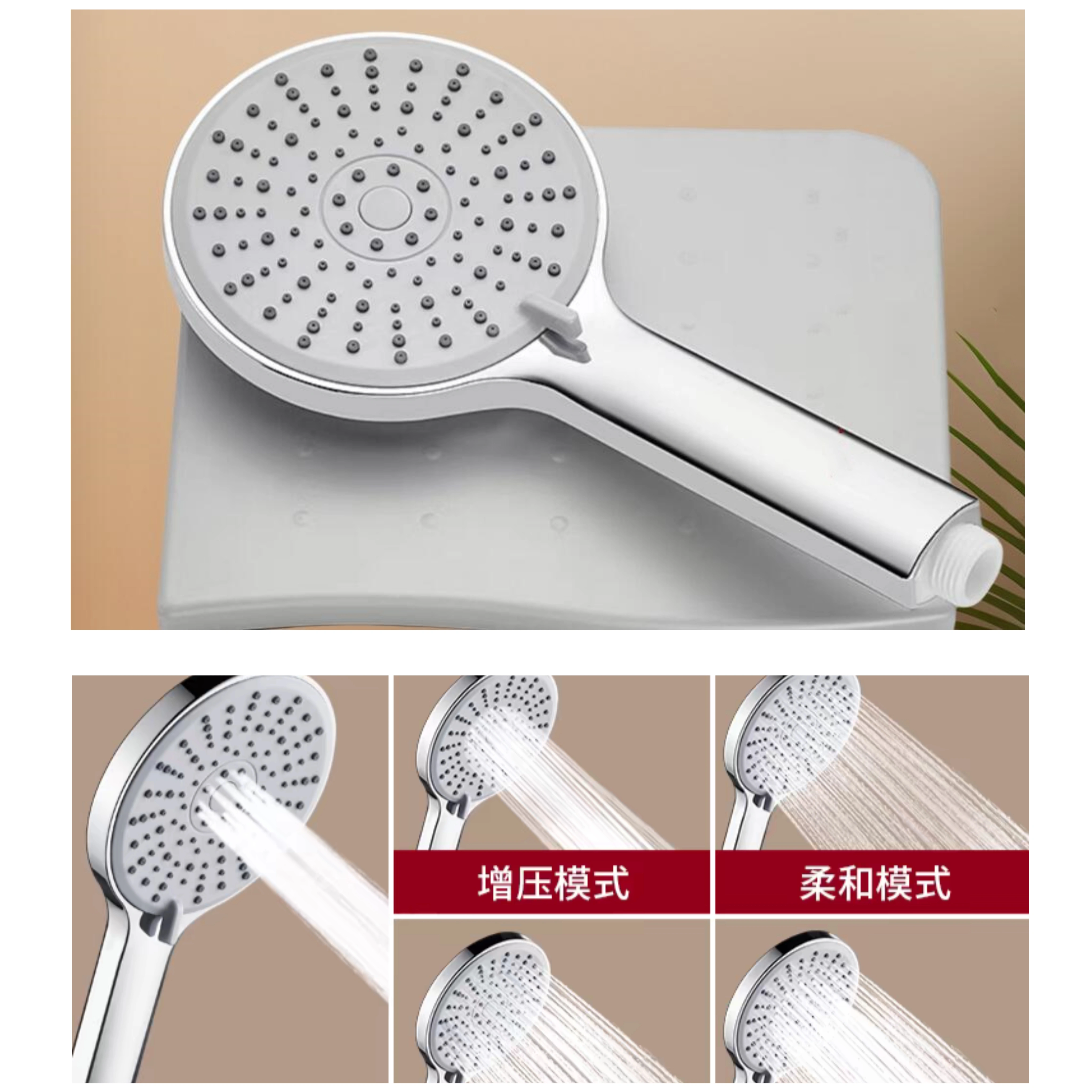 Pommeau de douche haute pression, salle de bain, 5 fonctions, économie d'eau, mural, ABS chromé, accessoire de pluie