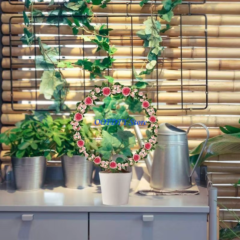 Support rond en fer métallique 367A pour plantes jardin en forme cœur