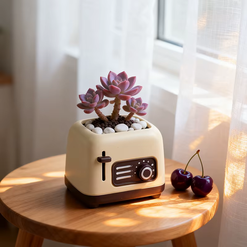 Pot de fleurs vintage en résine en forme de téléviseur