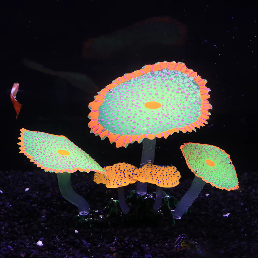 Décoration de corail fluorescent en silicone pour aquarium avec plantes lumineuses pour l'aménagement paysager sous-marin