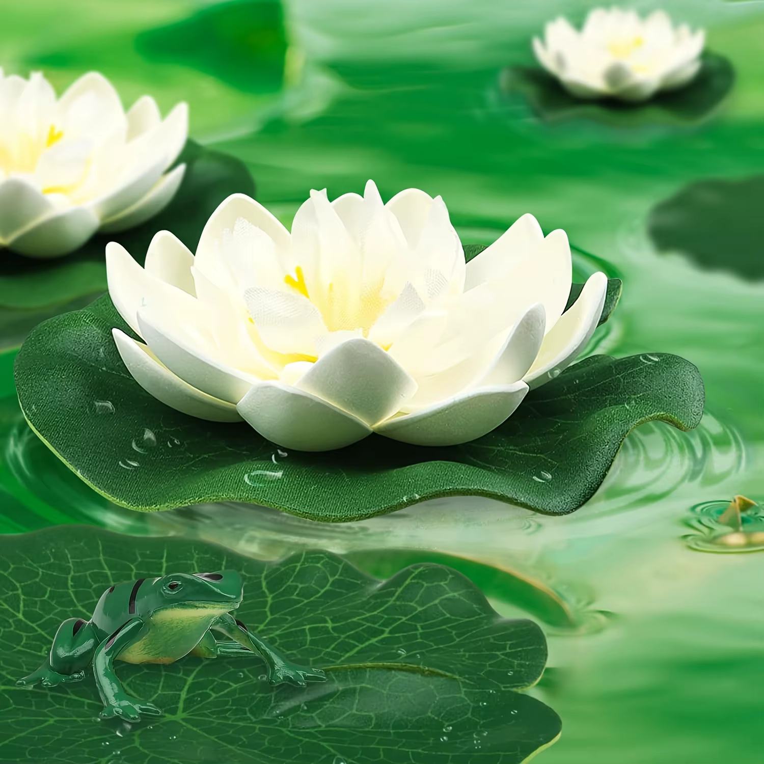 Fleurs de Lotus artificielles 9 pièces avec coussinets de lys