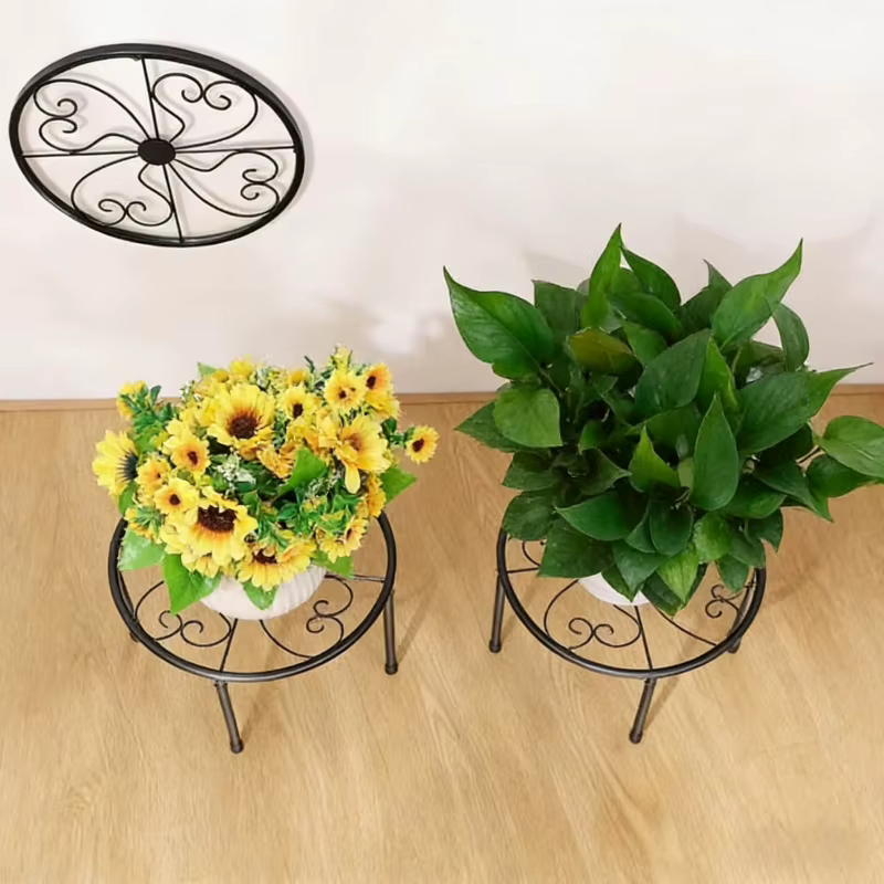 Support de fleurs minimaliste en métal noir