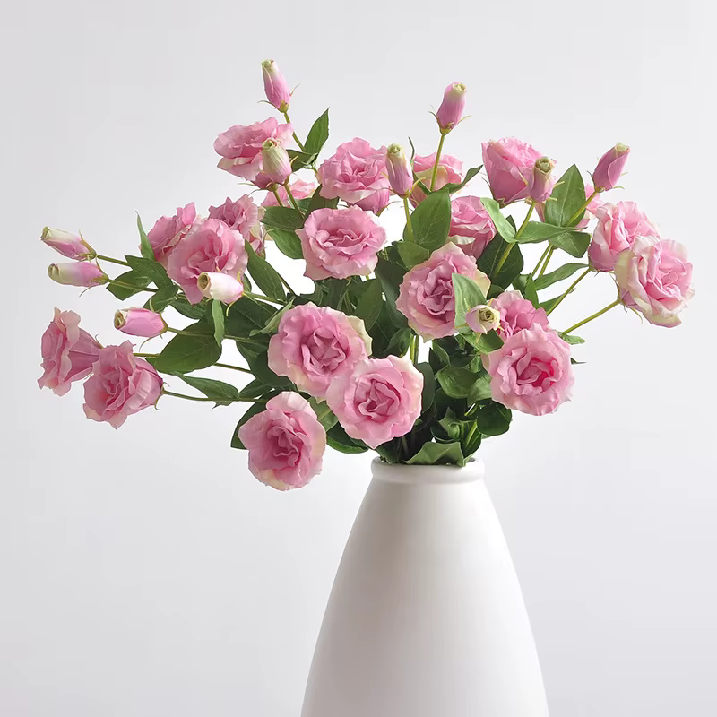 Fleurs artificielles soie rose Lisicodon Platycodon maison chambre décoration réel toucher fausse fleur Simulation Platycodons branche