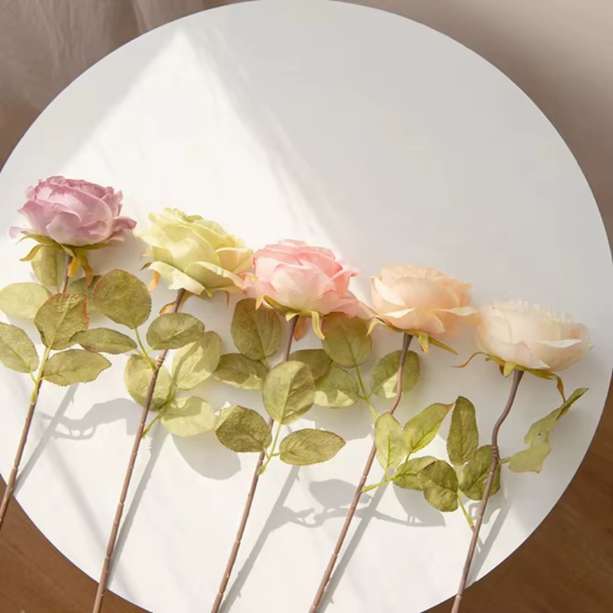 Artificialflower Caramel Rose Haute Qualité Jardin Cour De Mariage Mariée Bouquet Couronne Maison Table Vase Festival Bricolage Cadeau Décor