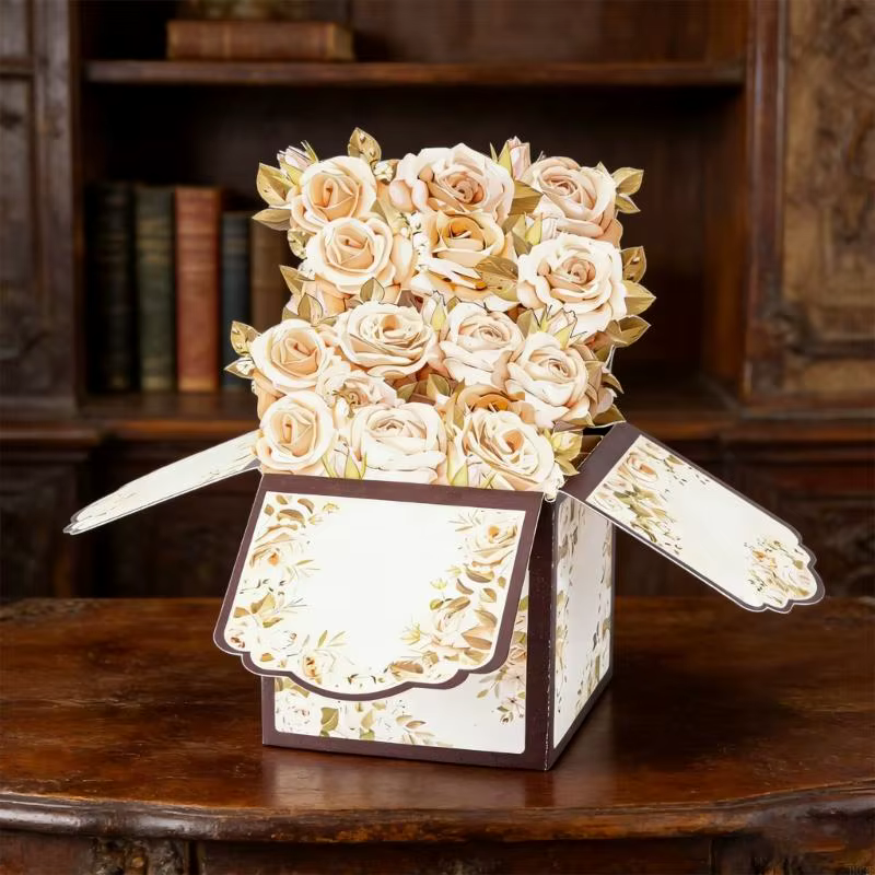Carte d'arrangement floral artistique fabriquée à main