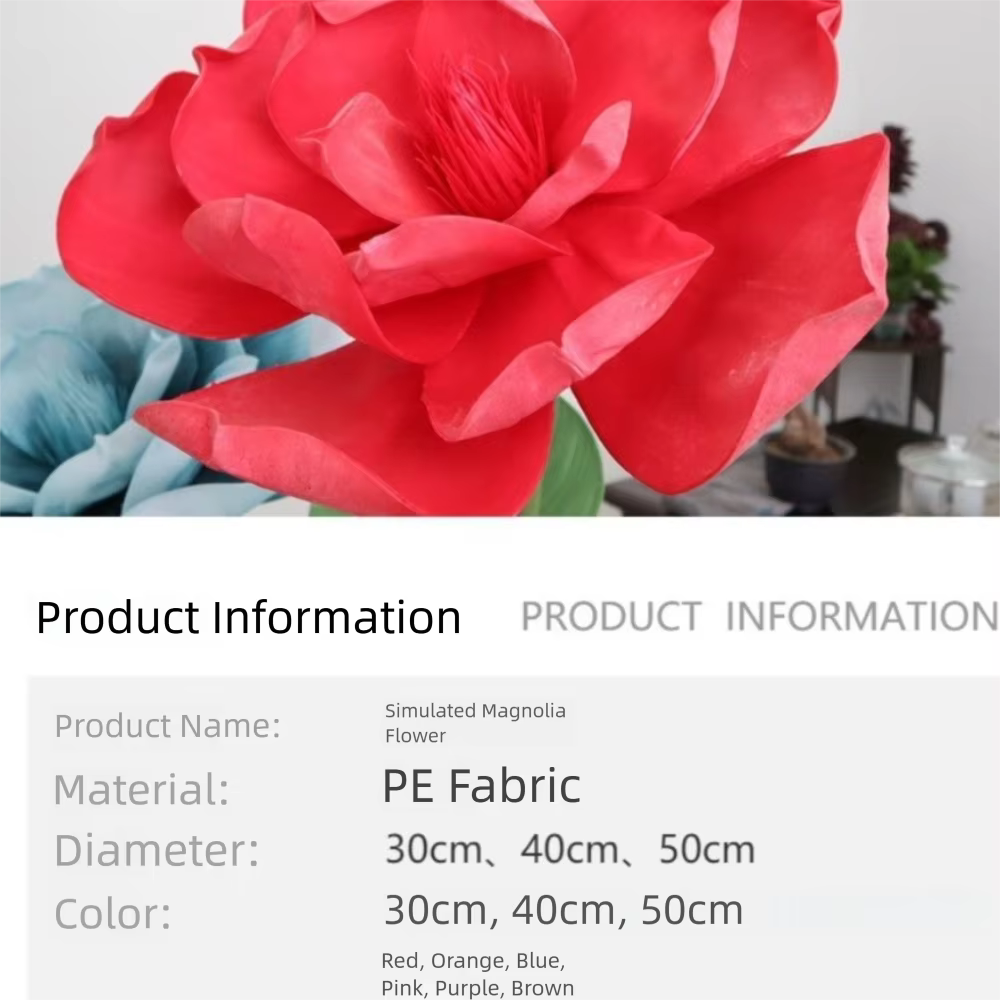 Fleur de Magnolia simulée 3D à grande échelle 30/50CM