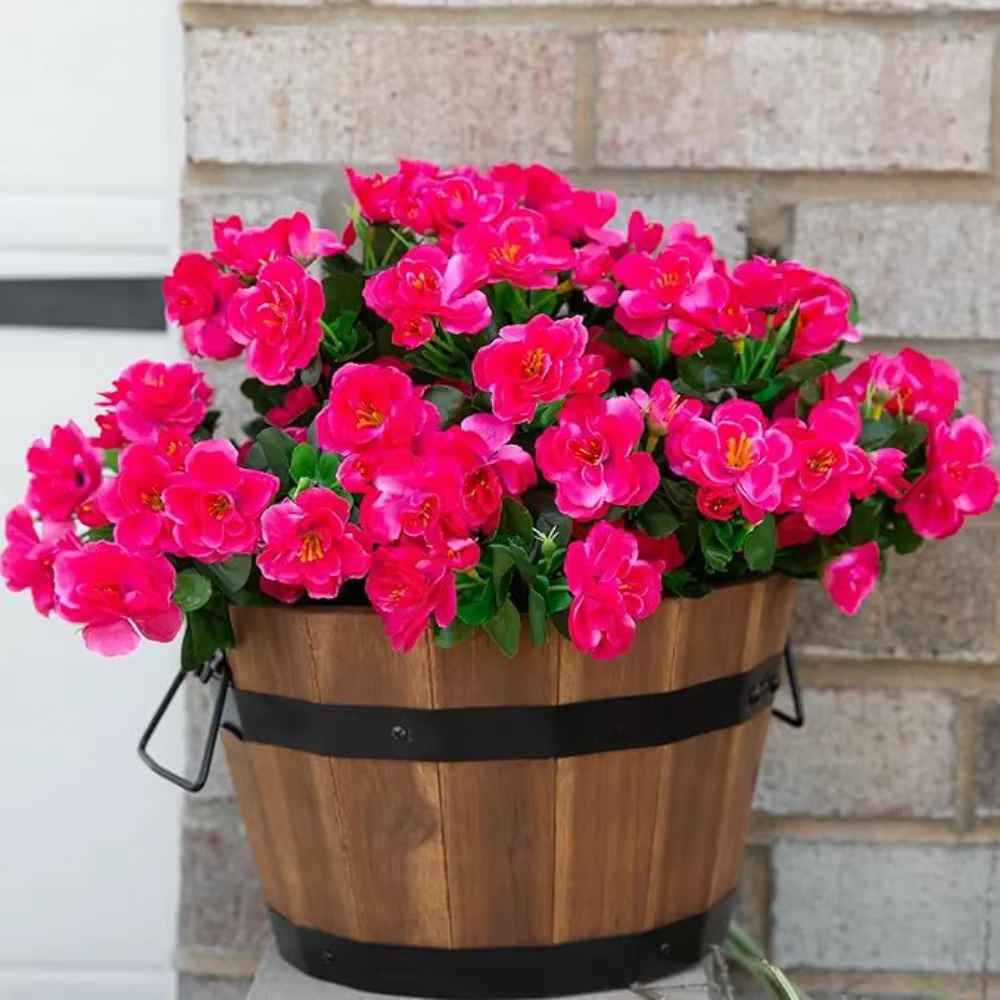 2 pièces/1 ensemble extérieur automne artificiel rouge azalée haute qualité fleurs buissons résistant aux UV décor