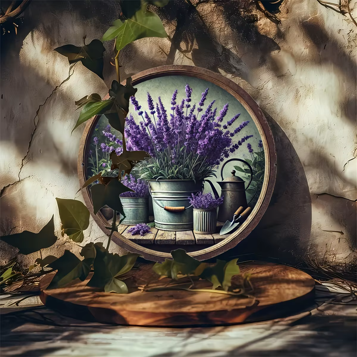 Jardinière ronde en bois 8 pouces 2D