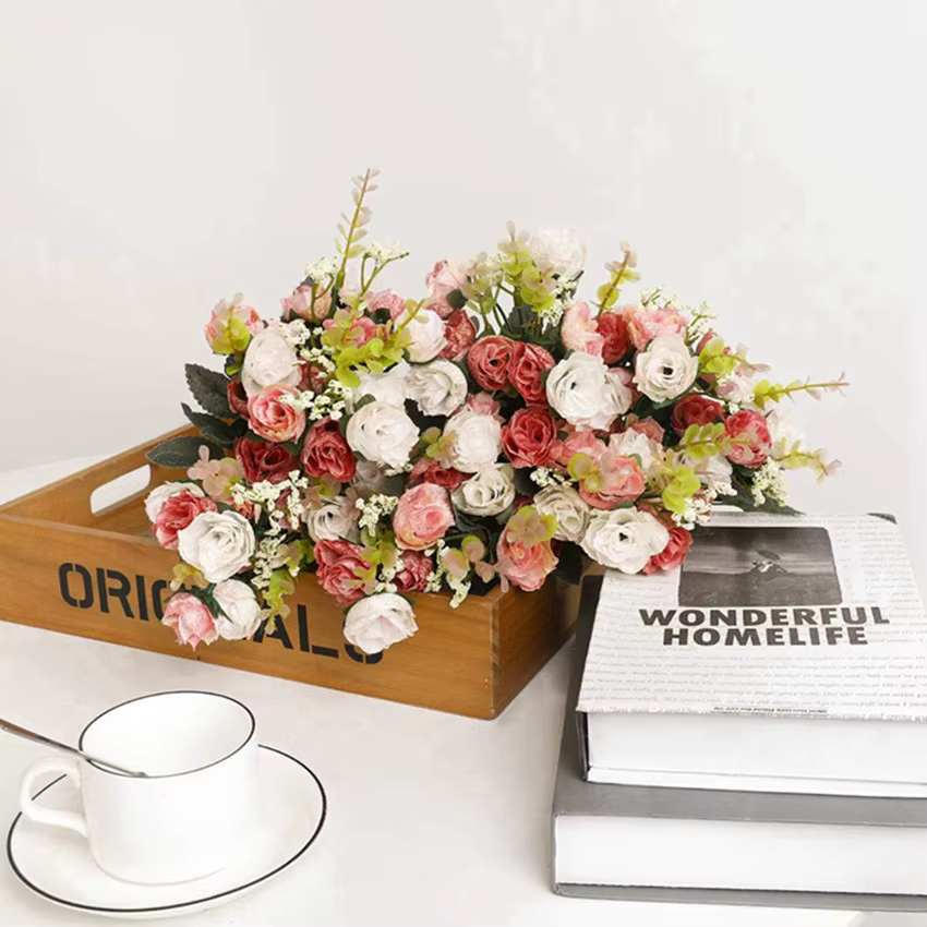 Rose artificielle en soie