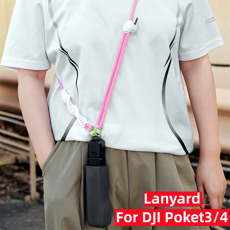 Accessoires pour Dji Osmo Pocket 3/4 : Lanière pour caméra de poche, sangle tour de cou mains libres, sangle bandoulière, sangle bandoulière réglable, facile à transporter, comprend une vis 1/4