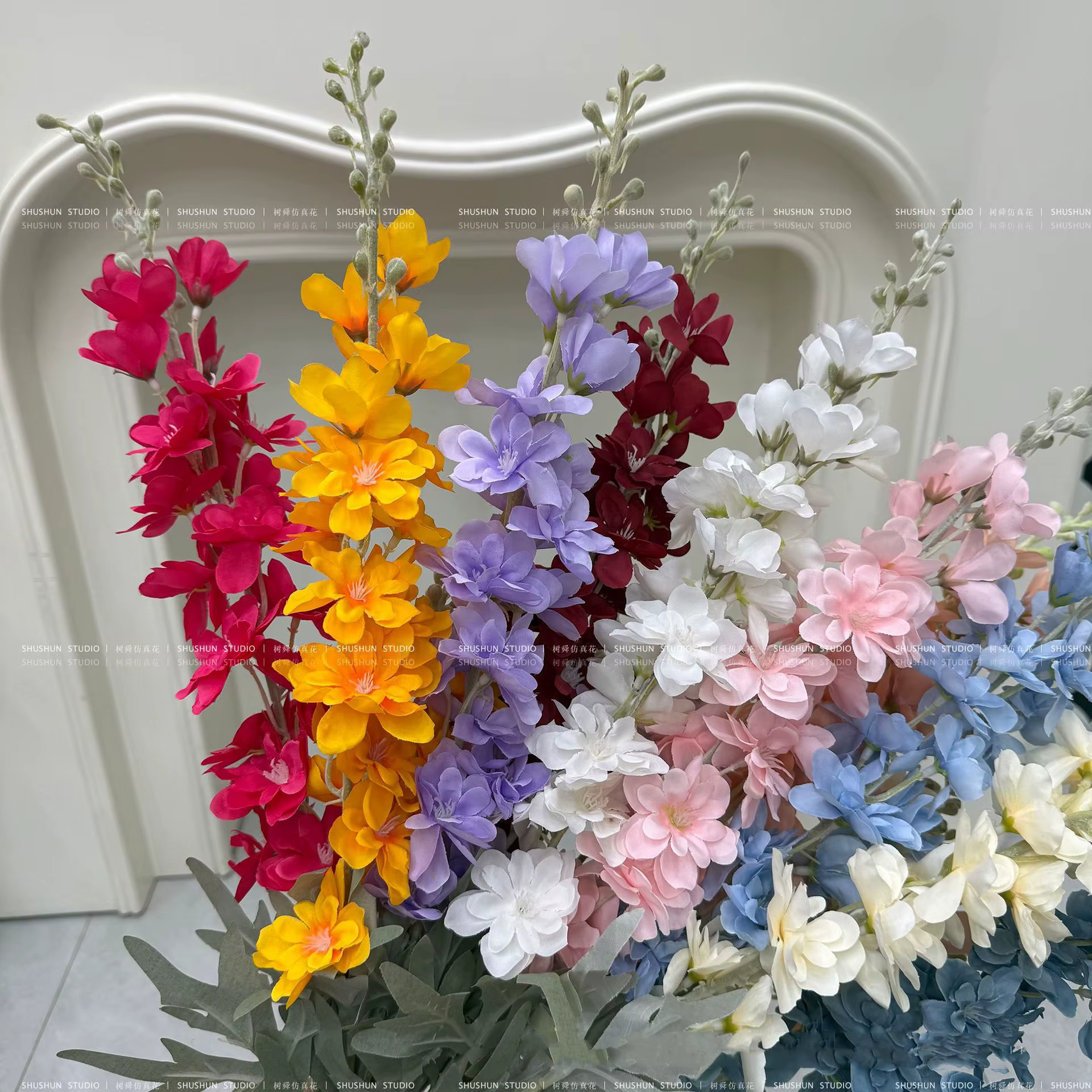 Fleur artificielle de flocage Delphinium à 2 têtes